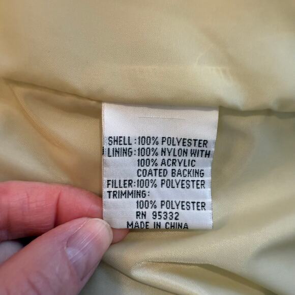 Regent Park Quilted Satin Jacket Women M Gold Beige Faux Fur Collar Winter Coat - Picture 4 of 10